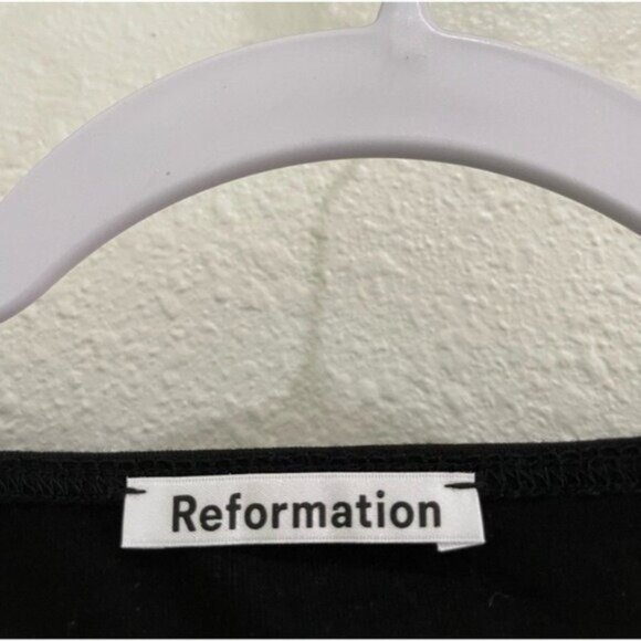 Reformation Elevated Basic Square Neck Top Long Sleeve Stretch Feminine - Picture 5 of 7